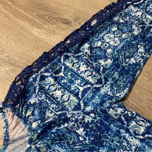 French Laundry Tie Front Lace Inset Boho Shirt | Top - Picture 7 of 7